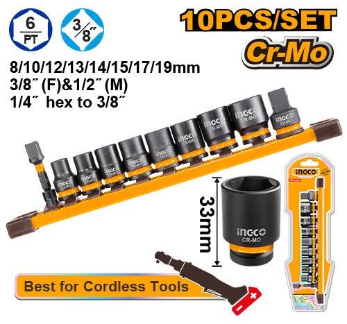 Ingco 10 Pcs 3/8" DR. Impact socket set HKISSD38104