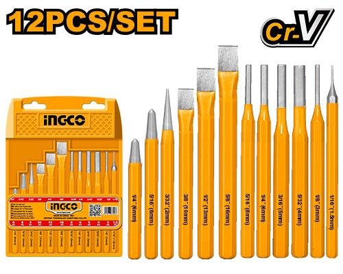 Ingco 12 Pcs Cold chisel and punch set HKPP8612