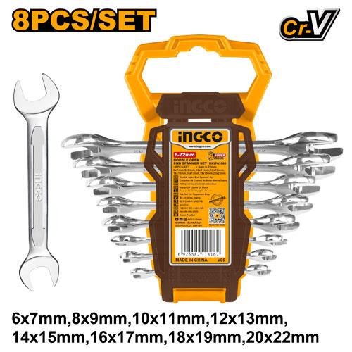 Ingco 8Pcs Double open end spanner set HKSPA2088