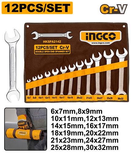 Ingco 12Pcs Double open end spanner set HKSPA2142