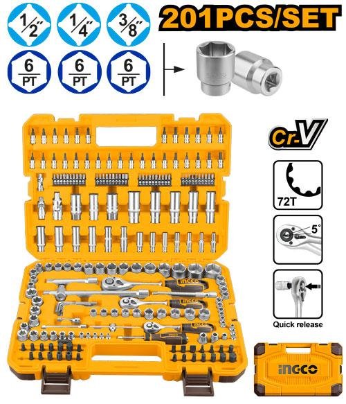 Ingco 201 Pcs 1/4"&3/8"&1/2" socket set HKTS082016