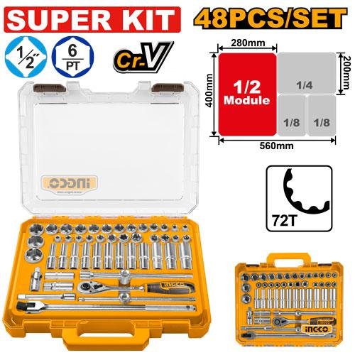 Ingco 48 Pcs 1/2" DR. Socket set HKTS12486