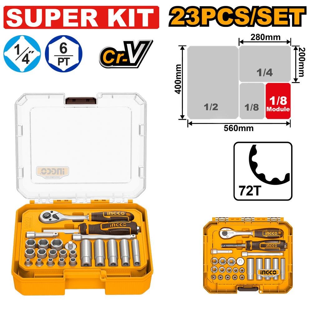 Ingco 23 Pcs 1/4" DR. Socket set HKTS14236