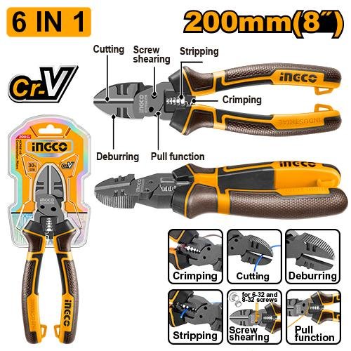 HMFDCP28200.jpg Ingco 6-in-1 Multi-function diagonal cutting pliers HMFDCP28200 - Image 1