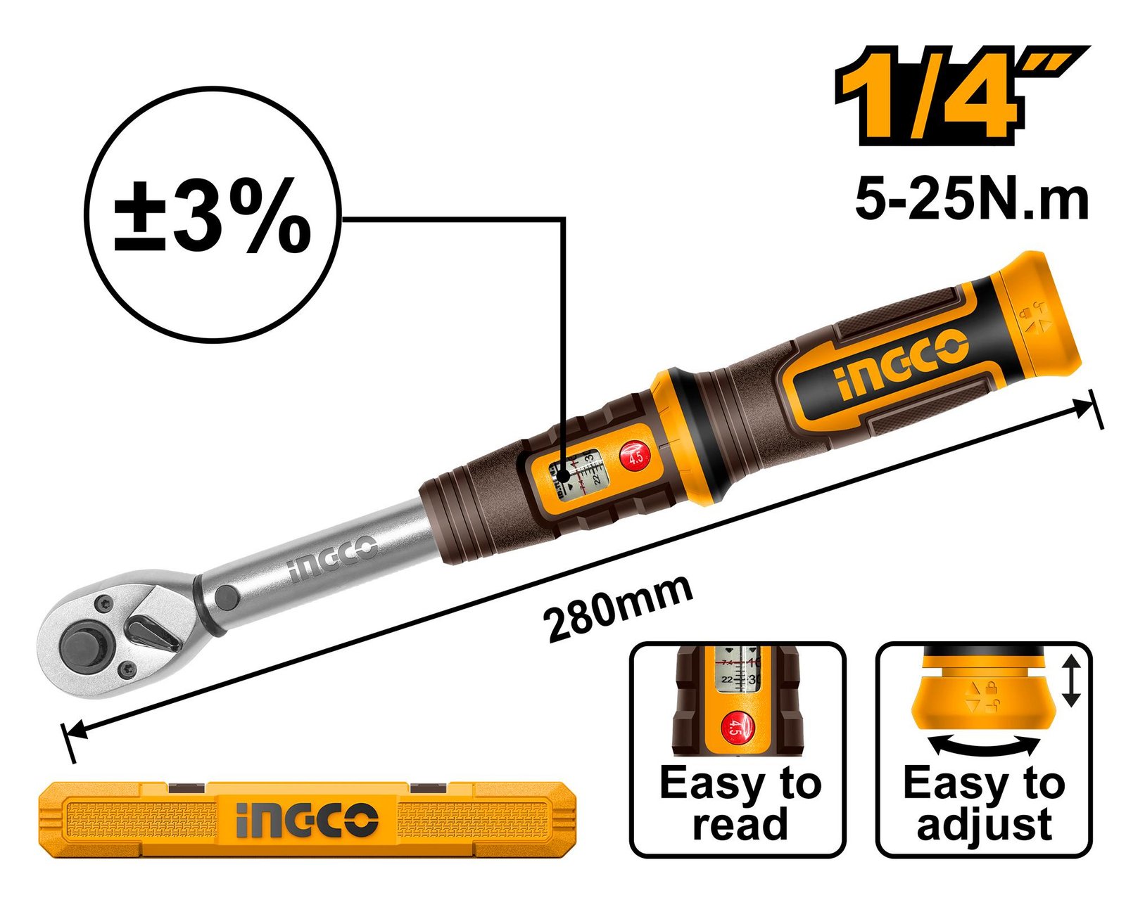 HPTW1425N8.jpg Ingco Preset torque wrench HPTW1425N8 - Image 1