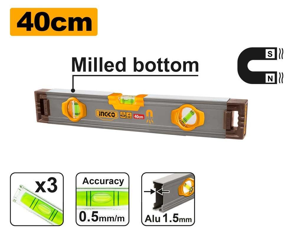 Ingco Spirit level with powerful magnets HSL38040M