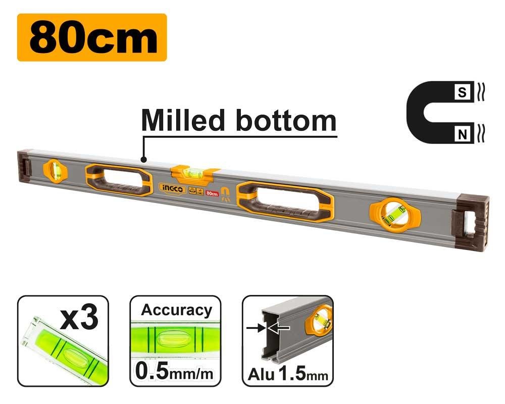 HSL38080M.jpg Ingco Spirit level with powerful magnets HSL38080M - Image 1