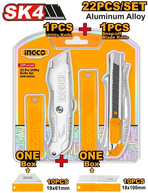 Ingco 22 Pcs utility knife set HUK180225