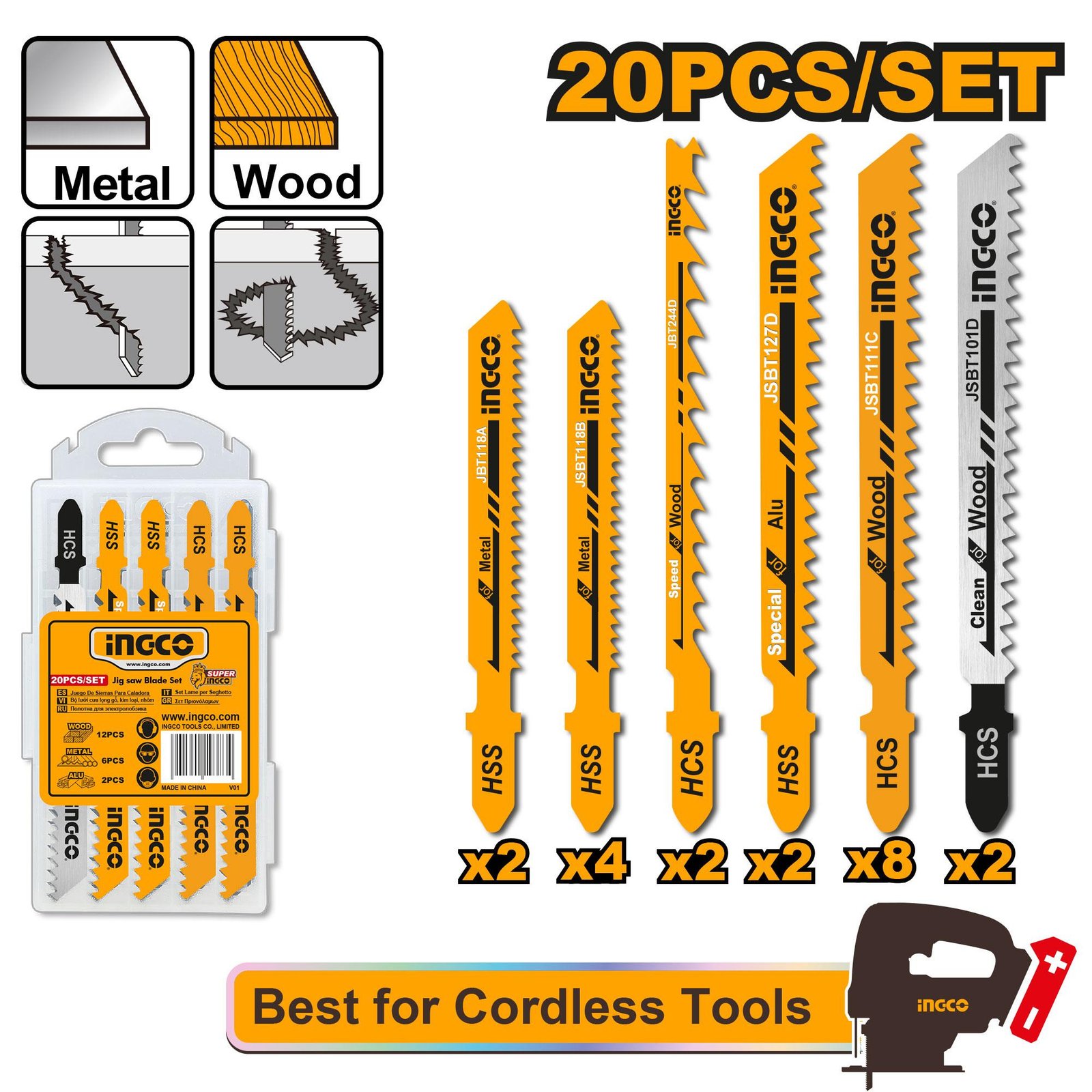 JSBT2001.jpg Ingco 20 Pcs Jig saw blade set JSBT2001 - Image 1