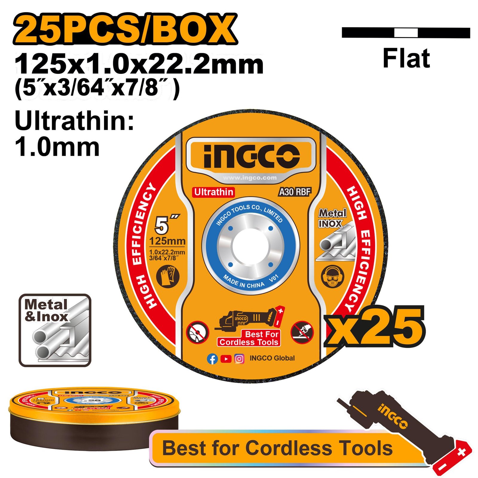 Ingco Ultra-thin metal cutting disc set MCD1012525