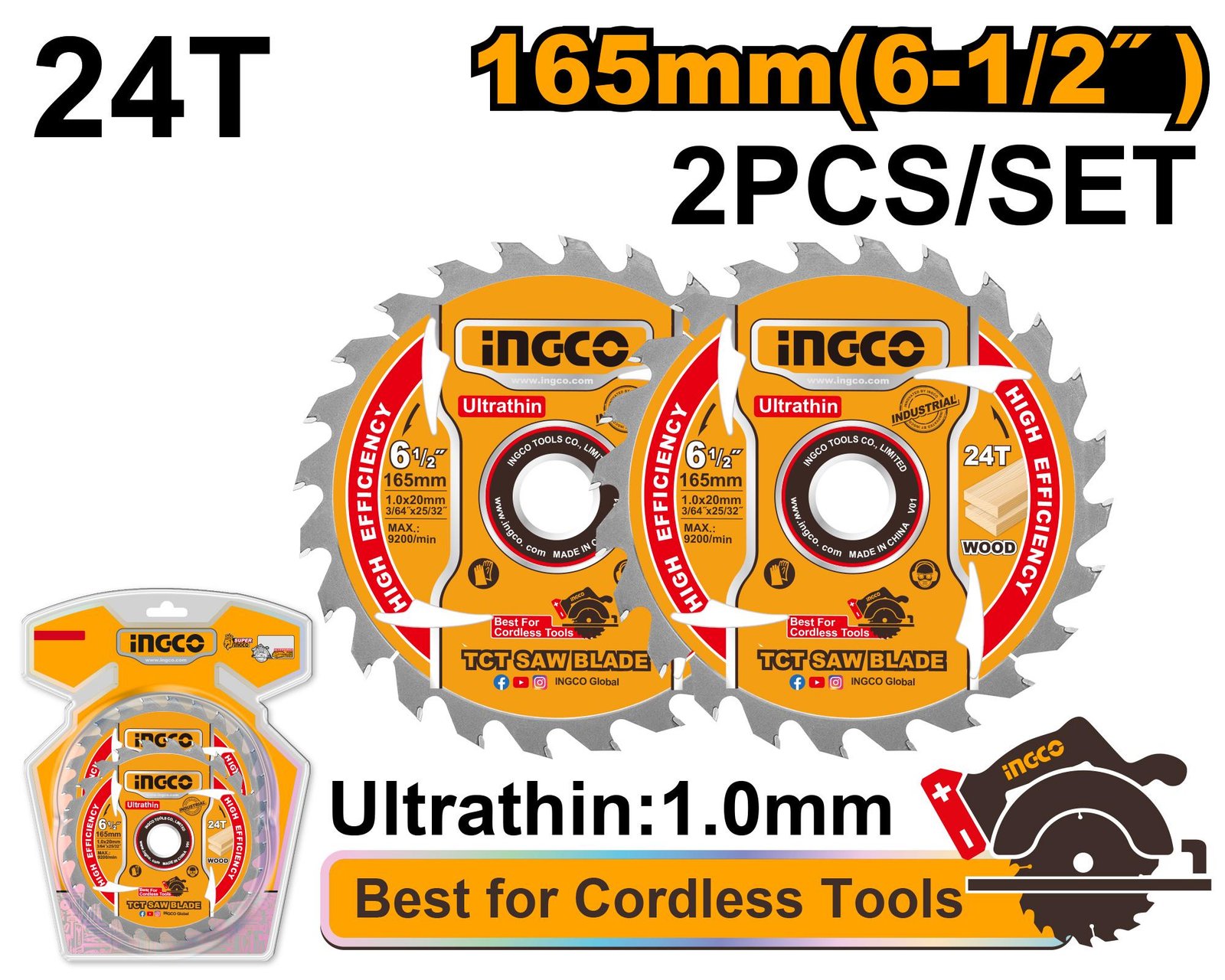 Ingco Ultrathin TCT saw blade set TSB1653