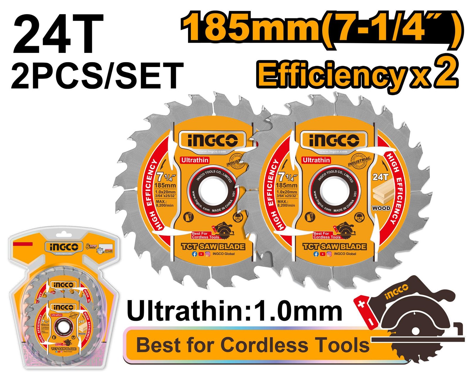 Ingco Ultrathin TCT saw blade set TSB1853