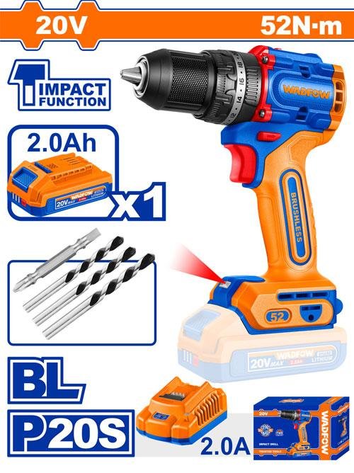 Wadfow Compact Brushless Cordless Impact Drill WCDP5282