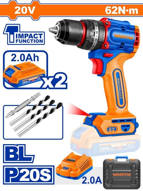 Wadfow Compact brushless cordless impact drill WCDP6281