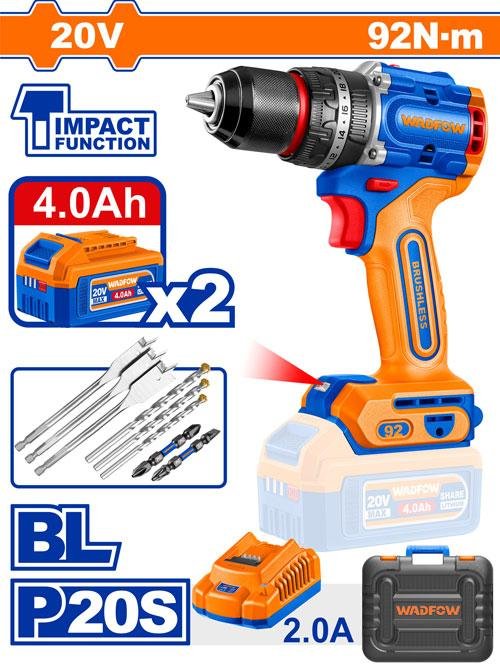 Wadfow Brushless Cordless Impact Drill WCDP9281