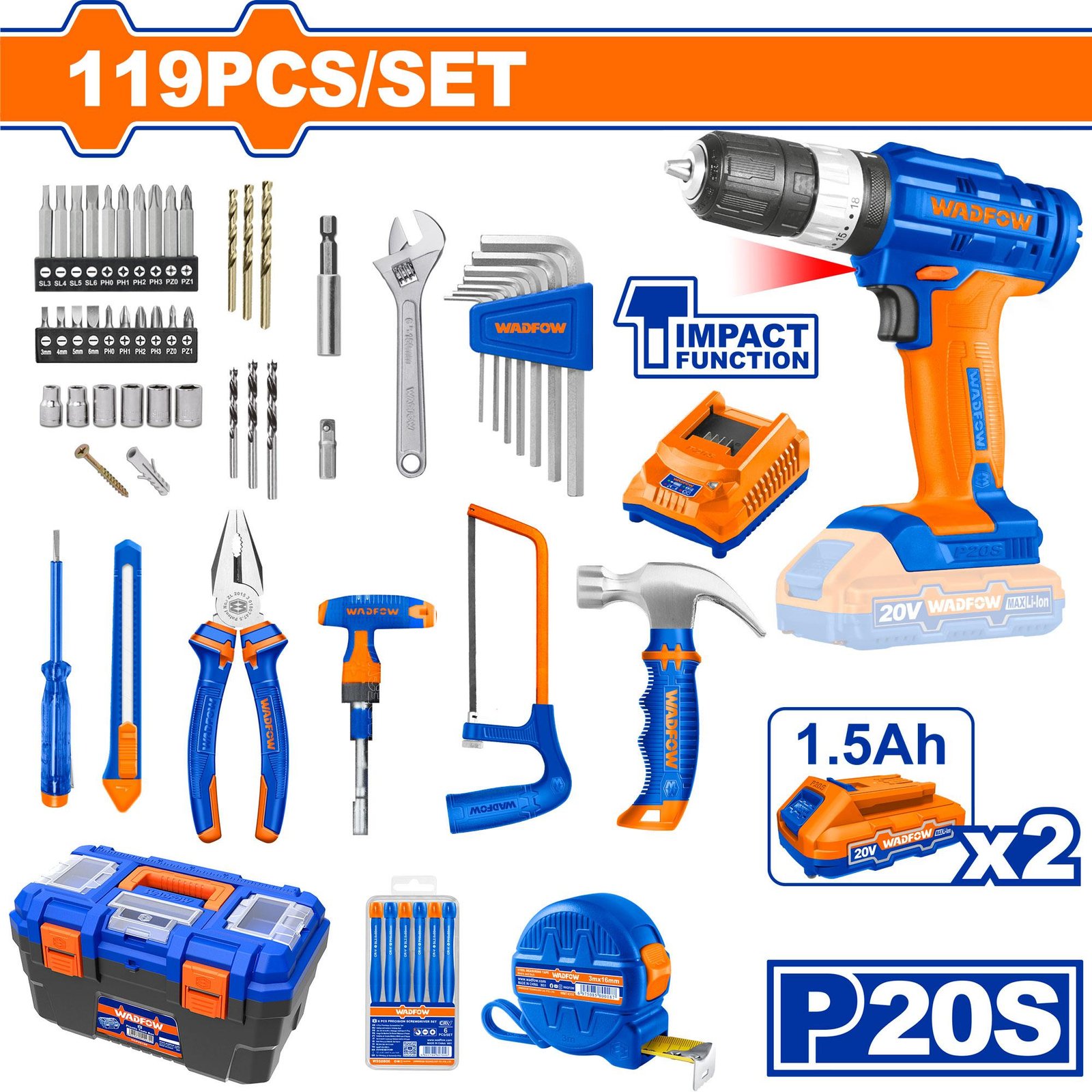 Wadfow 119 Pcs Tools set WDT4B119