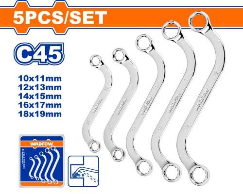 Wadfow 5 Pcs S-Type ring wrench set WFR4405