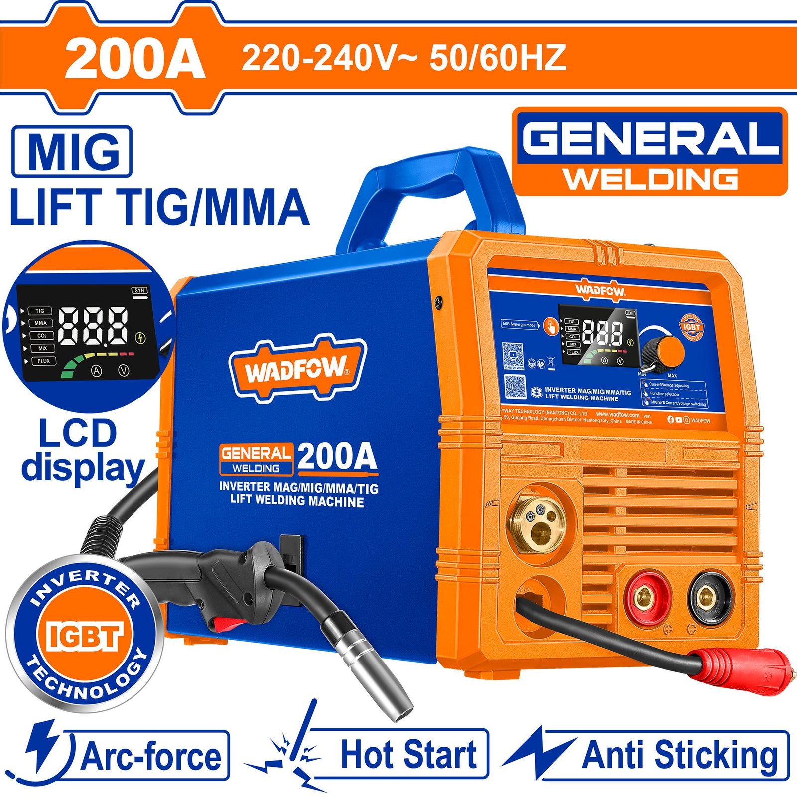 Wadfow Inverter MAG/MIG/MMA/TIG Lift welding machine WGTM1A20