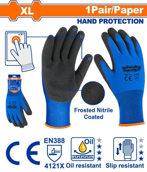 Wadfow Nitrile frosted coated gloves WGV2808