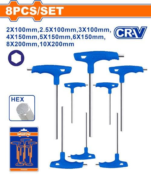 Wadfow 8 Pcs T-handle ball point hex wrench set WHK1481