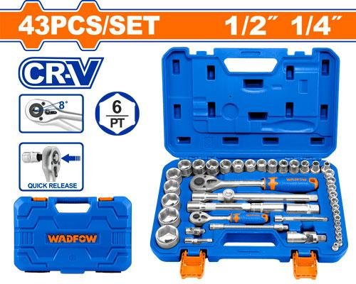 Wadfow 43 Pcs 1/4"&1/2" socket set WST3D43