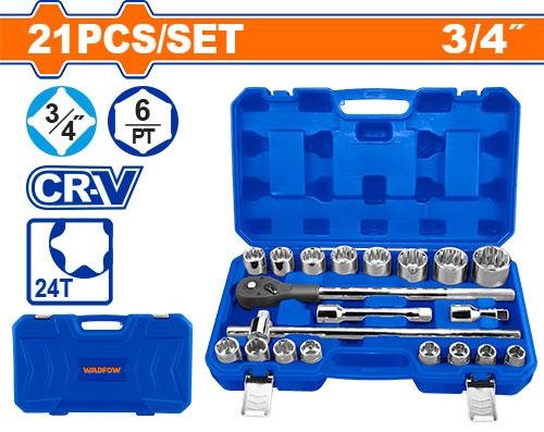 Wadfow 21 Pcs 3/4" Socket set WST4D21